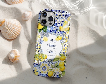 Summer Fruit Lemon European Collage Phone Cases, Italy Phone Case Amalfi La Dolce Vita Cover For iPhone 18 17 16 15 14 13 12 11 Pro Max X XS
