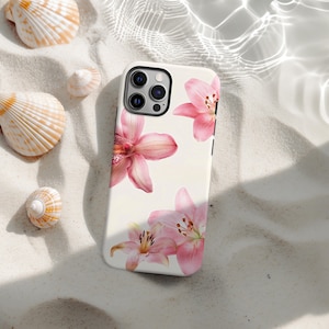 Pink Hibiscus Phone Case, Tropical Floral, Flower Print Cover, iPhone 17 16 15 14 13 12 11 Pro Max, Samsung S25 S24 S23 S22 S21
