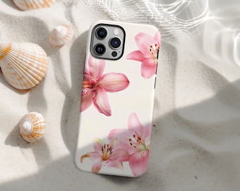 Pink Hibiscus Phone Case, Tropical Floral, Flower Print Cover, iPhone 17 16 15 14 13 12 11 Pro Max, Samsung S25 S24 S23 S22 S21
