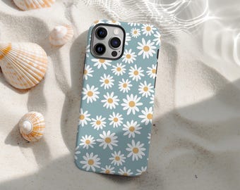Telefoonhoesje Daisy Flower, schattige bloemenhoes voor iPhone 17 16 15 14 13 12 11 Pro Max, Samsung S25 S24 S23 S22 S21 Ultra, MagSafe-hoesje of stoer hoesje