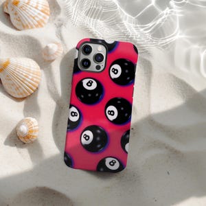 Red Eight Ball Hand Painted Tough Phone Case | iPhone 17 16 15 14 13 12 11 Pro Max | Cool Girl