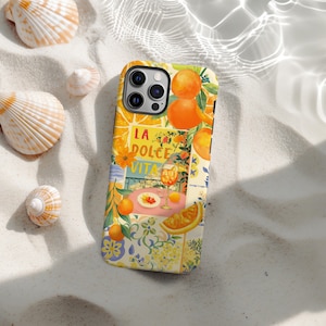 La Dolce Vita Phone Case, Italian Lemon Orange Art iPhone Cover for iPhone 16 15 14 13 12 11 Pro Max, Mediterranean Summer Fruit Design