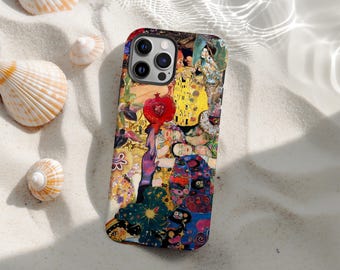 Klimt Collage Phone Case, Art Phone Case, Aesthetics Scrapbook Case, Gustav Klimt, iPhone 17 16 15 14 13 12 11 Pro Max Plus Samsung S23 S22
