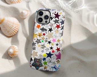 Magsafe Vintage Stars Collage Phone Case, Trendy Star Pattern, Starry Celestial Scrapbook Case, iPhone 17 16 15 14 13 Pro Max, Samsung S25
