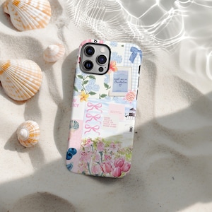 Kokette Collage niedliche und niedliche rosane ästhetische Handyhülle, iPhone 16 15 14 13 12 11 Pro Max Plus X XS XR