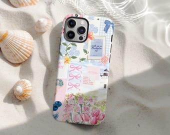 Coquette Collage Preppy and Cute Pink Aesthetic Phone Case, Floral Girly Phone Case, iPhone 17 16 15 14 13 12 11 Pro Max Plus X XS XR