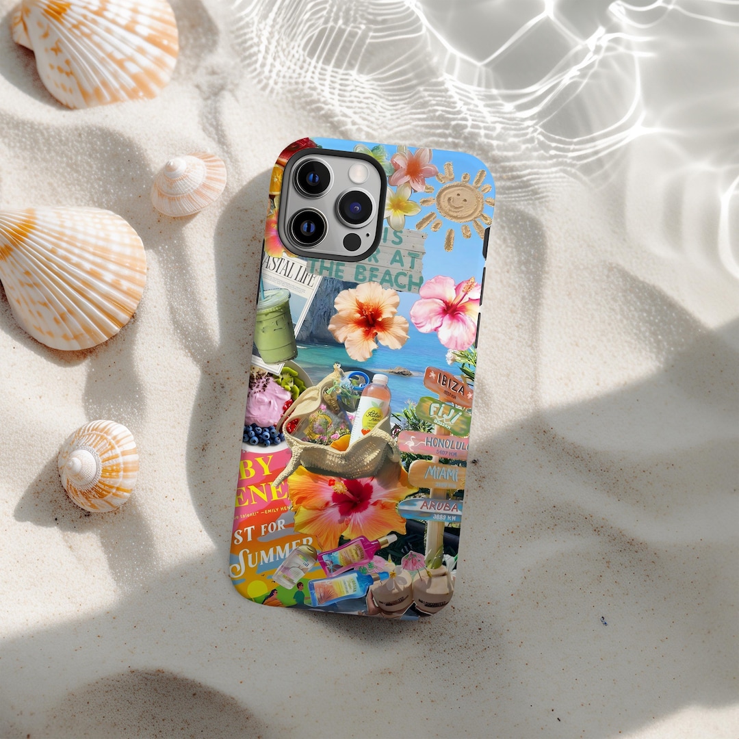 Coquette Collage Phone Case, Preppy Cute and Trendy Hibiscus Phone