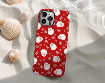 Jultomten Jultelefonskal, Vintage Holiday Red Santa Fodral, Retro Festlig Snöflingedesign, iPhone 17 Pro Max 16 15 14 13 12 11 Plus