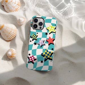 Funda para teléfono con collage de estrellas vintage, moderna funda para iPhone con estampado de estrellas, funda para teléfono Y2K con estrellas y brillo nocturno para iPhone 17, 16, 15, 14, 13, 12 y 11