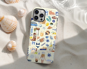 Funda para teléfono con collage de comida europea, ideal para amantes de la comida italiana y mediterránea, para iPhone 16, 15, 14, 13, 12 y 11 Pro Max