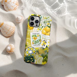 Coquette Italian Summer Collage Phone Case, Cute Summer Lemon Phone Case, Trendy Yellow Floral Cover, iPhone 16 15 14 13 12 11 Pro Max Plus