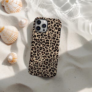 Leopard Print Phone Case, Aesthetic Animal Print Phone Cover for iPhone 16 15 14 13 12 11 Pro Max, Cool Girl Gift, Y2K Neutral Vibe Case