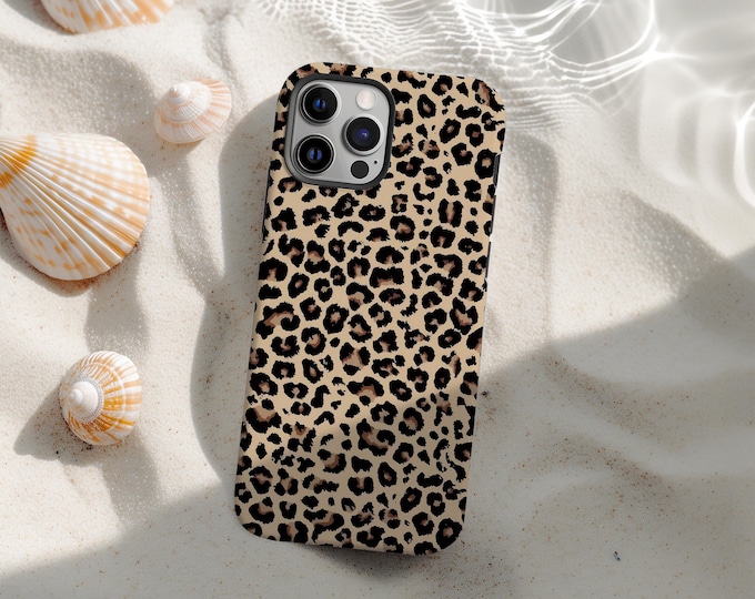 Leopard Print Phone Case, Aesthetic Animal Print Phone Cover for iPhone 17 16 15 14 13 12 11 Pro Max, Cool Girl Gift, Y2K Neutral Vibe Case