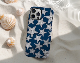 Trendy Y2K robuste Handyhülle | silber Star Gehäuse | iPhone 17 16 15 14 13 12 11 Pro Max | Pixel ästhetik Teen Cool Girl Handyhülle