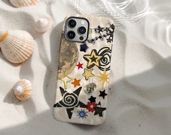 Retro Whimsy Artistic Collage Phone Cases, Star Phone Case, Aesthetic Cover, Abstract Funky Designs, iPhone 17 16 15 14 13 12 11 Pro Max