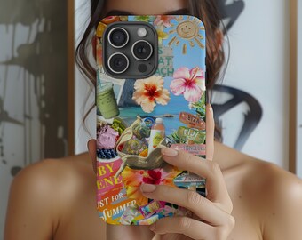 Coquette Collage Phone Case, Preppy Cute and Trendy Hibiscus Phone