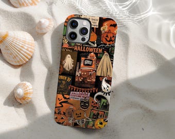 Halloween Phone Case, Ghosts, Pumpkins, Spooky Collage Horror Aesthetic Cover For iPhone 17 16 15 14 13 12 11 Pro Max