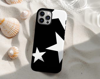 Black & White Phone Case Aesthetic Star Cover, Minimalist Graphic Y2K Retro Aesthetic Cover, iPhone 17 16 15 14 13 12 11, Samsung S25 S24