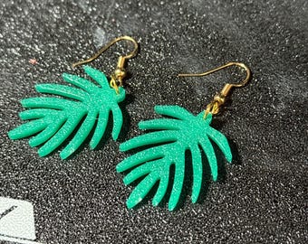 3D printed Monstera earrings | Green leaf earrings | Tropical statement jewelry | Summer accessory gift idea