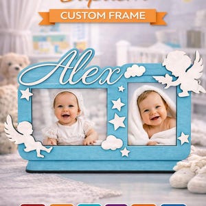 Frame Digital | Personalized Baptism Gift | Custom Baby Frame with Name | Christening Keepsake | Baby Boy Girl Gift | Godparent Gift