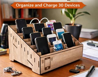 Phone Organizer Laser Cut File SVG | Phone Charging Station | Multi Phone Holder Rack | Laser Cut Wood Organizer | Gift for Teacher