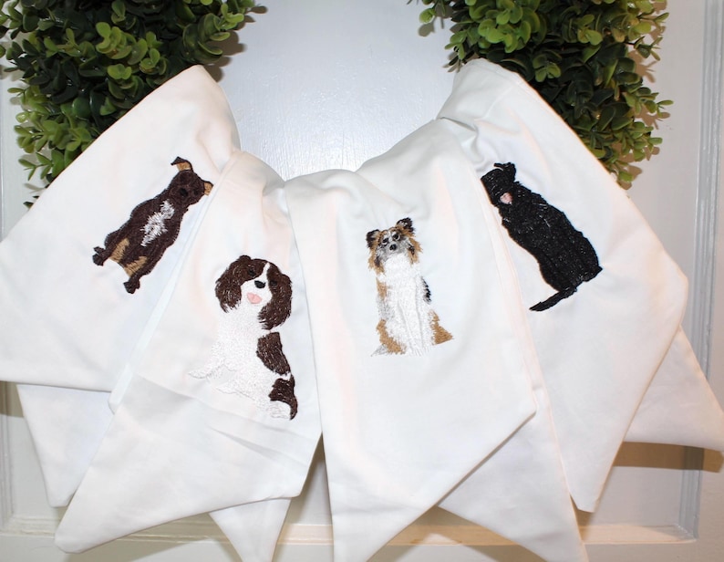 Embroidered Dog Wreath Sash
