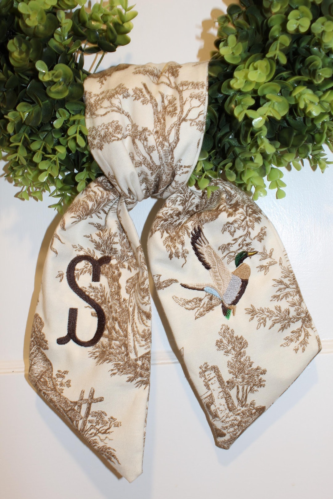 Brown Toile Wreath Sash