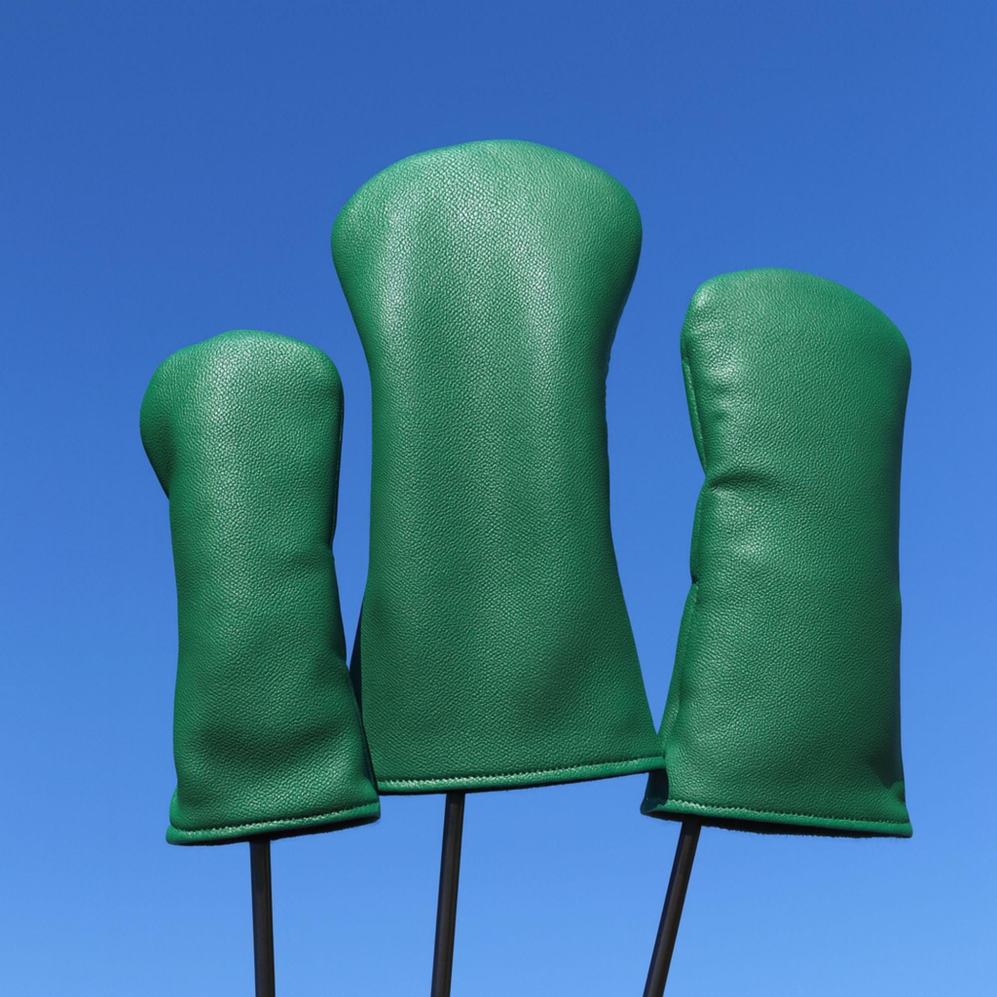 Dark Green Golf Head Cover Set: Driver, Fairway, Hybrid, Faux