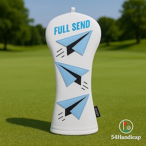 Full Send Golf Head Cover – Remove Before Flight | Leather | 460cc Driver Cover | Paper Planes | 2 colors | Golf Gift for Men