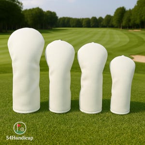 Witte en zwarte headcovers voor golfclubs | Kunstleer | Houten hoezen voor driver, hybride en fairway | Unieke golfcadeaus voor mannen