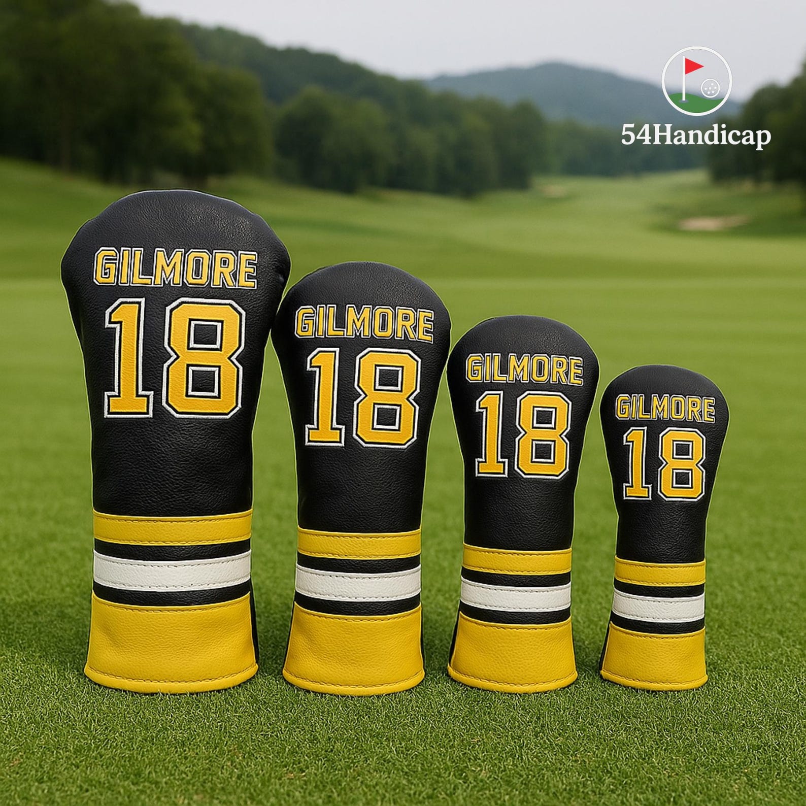 Happy Gilmore Golf Head Cover Set Black Faux Leather, Driver,