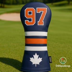 97 Hockey Jersey Golf Kopfabdeckung | Kunstleder | 460ccm Schraubenzieher-Abdeckung | Eishockey | Kanada-Ahornblatt | Golf Geschenk für Männer