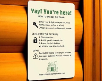 Schlage Encode Lock Instruktioner Skylt, Airbnb/VRBO Värdverktyg