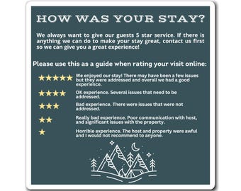 Airbnb Feedback Magnet, 5 Sterne Bewertungs-Guide, Mountain Design