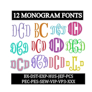 Embroidery monogram design bundle, bx font, machine embroidery, monogram bundle font, embroidery machine, pes font, jef font, multi sized
