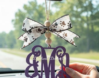 Custom PLA Car Monogram Charm: 3D Printed Car sign Essential Oil Diffuser, Rear View Mirror Decor