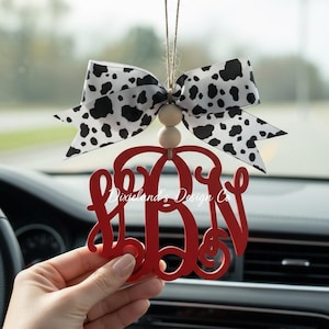 Custom PLA Car Monogram Charm: 3D Printed Car sign Essential Oil Diffuser, Rear View Mirror Decor