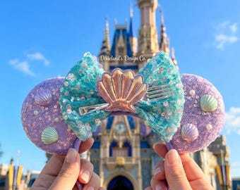 Mermaid Ariel Little Magical Place Theme Park Mickey Headband Minnie Bow Mouse Ear Headband Halloween Cosplay Movie Character Head Accessory