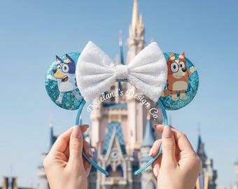 Bingo Bluey Aussie Magical Place Theme Park Mickey Headband Minnie Bow Mouse Ear Headband Halloween Cosplay Movie Character Head Accessories