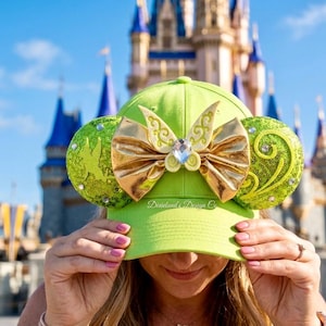 Campanilla Hada de Campanilla Peter Pan Sombrero Lugar Mágico Orejas de Mickey Ratón Minnie Lazo Gorra de béisbol Sombrero con orejas Parque temático Halloween Disfraz Sombrero