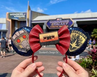 Star Lord Guardians Galaxy Magical Place Mickey Ears Mouse Minnie Bow Headband Ear Headband Theme Park Halloween Cosplay Headwear Accessory