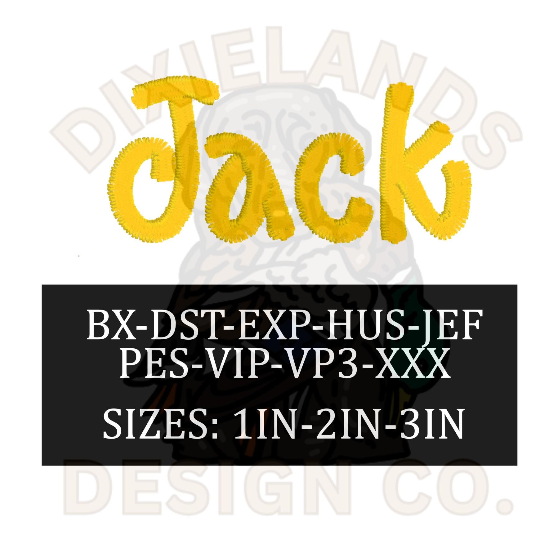 Jack Monogram Embroidery Font Bundle: DST PES BX Formats (1-3IN Sizes ...