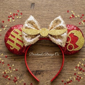 H Potter Wizard School Magic castle Place Mickey Ears Mouse Minnie Bow Headband Ear Headband Theme Park Halloween Cosplay Headwear Accessory