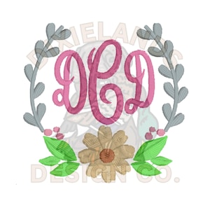 Embroidery floral monogram design bundle, bx font, machine embroidery, classic monogram font, embroidery machine, PES font, multi sized