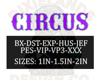 Circus Monogram Schriftpaket: DST PES ONE + 8 Formate (1-2 Inch) Digital Download