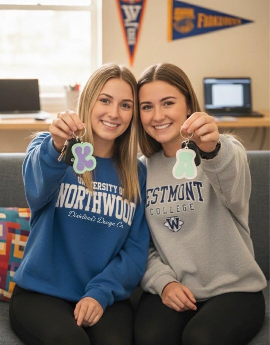 Custom PLA Keychain Monogram Charm: 3D Printed Car Key Monogram ...