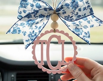 Custom PLA Car Monogram Charm: 3D Printed Car sign Essential Oil Diffuser, Rear View Mirror Decor