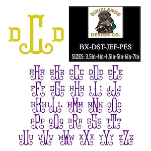 Embroidery monogram design bundle, bx font, machine embroidery, baroque swirl monogram font, embroidery font, pes font jef font multi sized