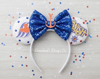 Parque temático Mickey Cruise Magical Place Diadema de Mickey Diadema con orejas de Minnie Mouse y lazo Accesorios para sombreros de personajes de películas de Halloween Cosplay