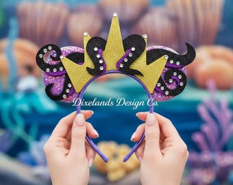 Ursula sea witch Little Mermaid Magical Place Theme Park Mickey Headband Minnie Bow Mouse Ear Headband Halloween Cosplay Movie Character